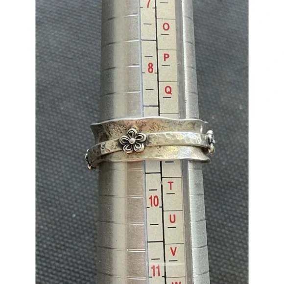 PZ Israel 925 Sterling Silver Spinner Ring Floral Size 9 Vintage Estate Jewelry - Picture 3 of 7